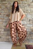 Basso Big Dot Balloon Cuff Pant Tan & Chocolate
